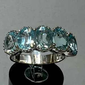 New Real Blue Topaz 925 SS Ring